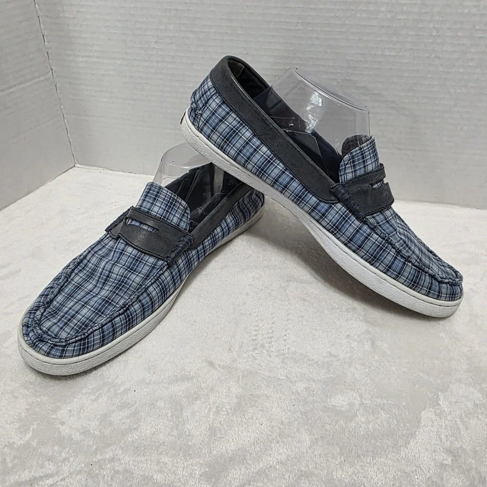 Cole‎ Haan Blue Canvas Men's Sz 10M Penny Loafers Pinch Marine Classic Grand OS